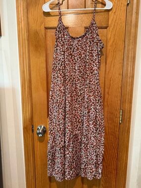 NATURAL LIFE Rust Floral Spaghetti-Strap Midi Dress